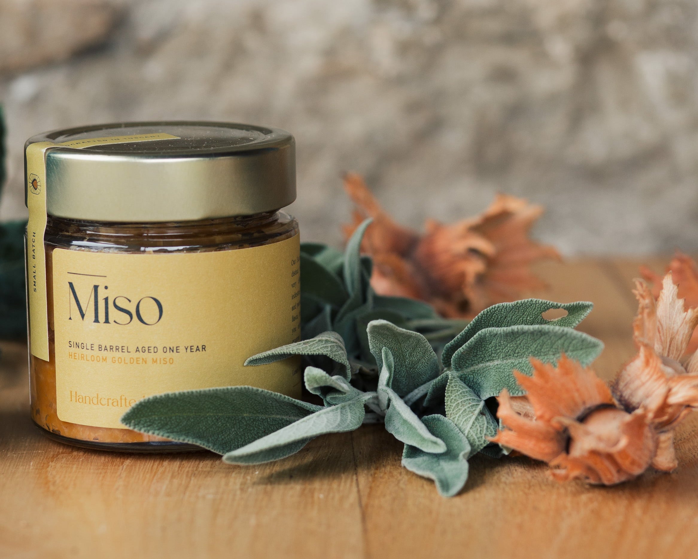 Jar of chickpea and barley miso from agricola maraviglia in tuscany